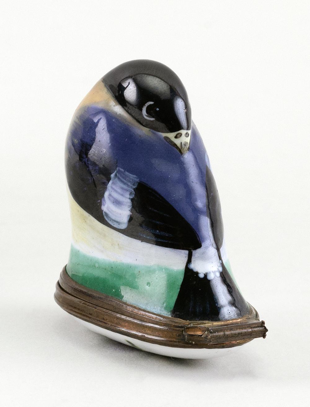 Appraisal: ENGLISH ENAMEL BIRD BONBONNIERE CIRCA LENGTH ENGLISH ENAMEL BIRD BONBONNIERE