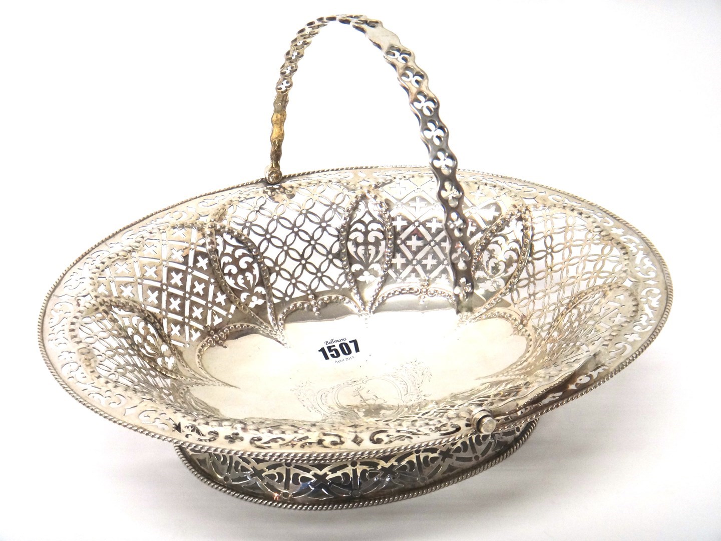 Appraisal: A George III silver oval bread or cake basket engraved