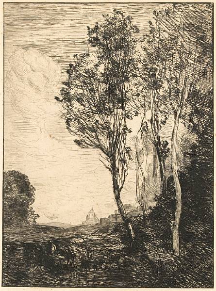 Appraisal: Jean-Baptiste-Camille Corot French - Souvenir of Italy Environs of Rome