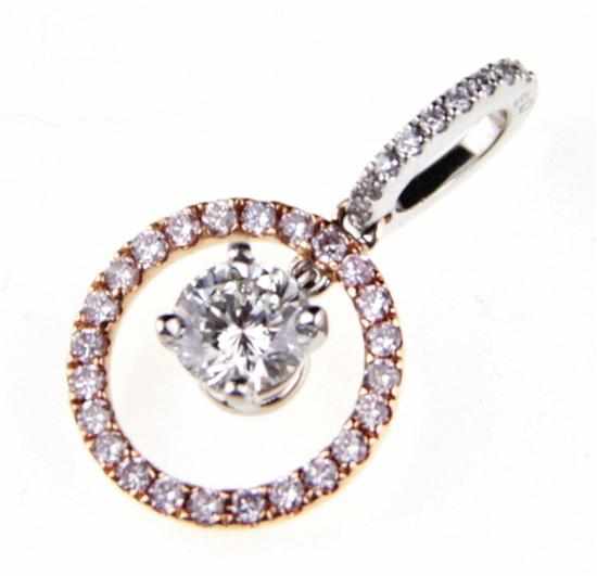 Appraisal: Fancy pink and colorless diamond pendant platinum pendant containing ct