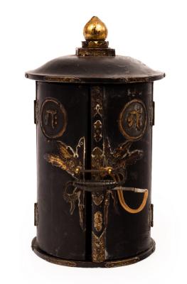 Appraisal: An early th Century Japanese travelling shrine the ebonised cylindrical