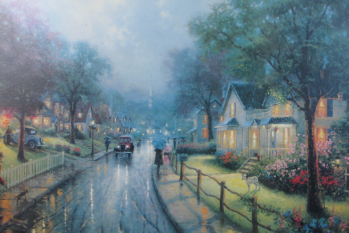 Appraisal: THOMAS KINKADE American born Color print on canvas heightened with