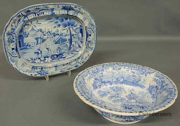 Appraisal: English Staffordshire platter with blue transfer decoration ''l and a