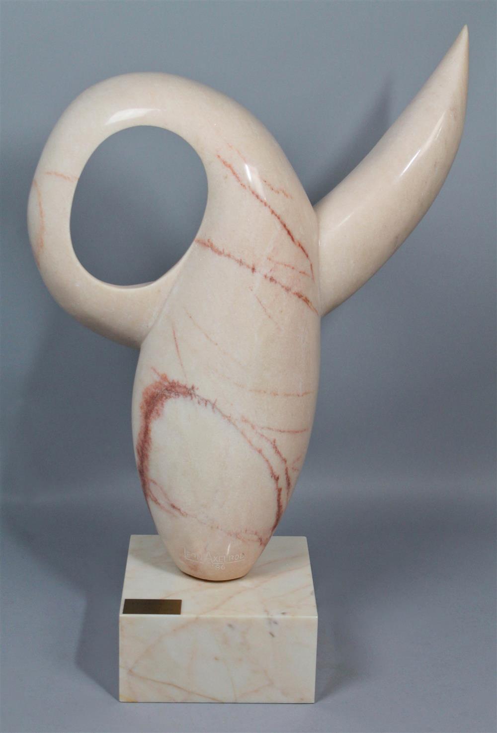 Appraisal: LEON AXELROD AMERICAN PINK MARBLE FLAMINGO on matching marble base