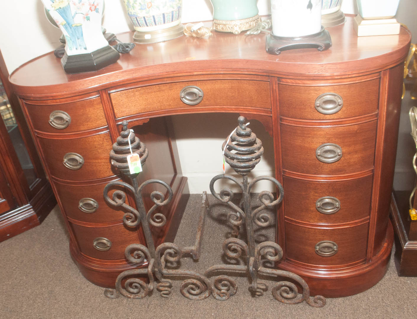 Appraisal: Mahogany kidney-shaped desk Undernumber