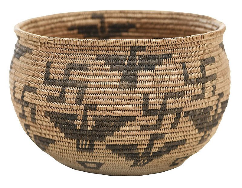 Appraisal: Apache Basket Bowl with Whirling Logs American Southwest circa coiled