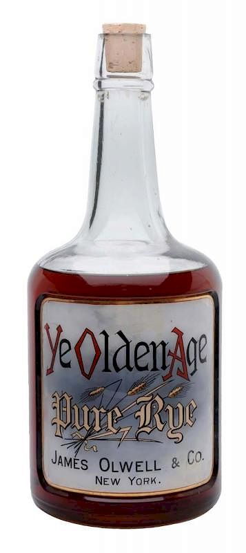 Appraisal: Ye Olden Age Pure Rye Reverse On Glass Whiskey Bottle