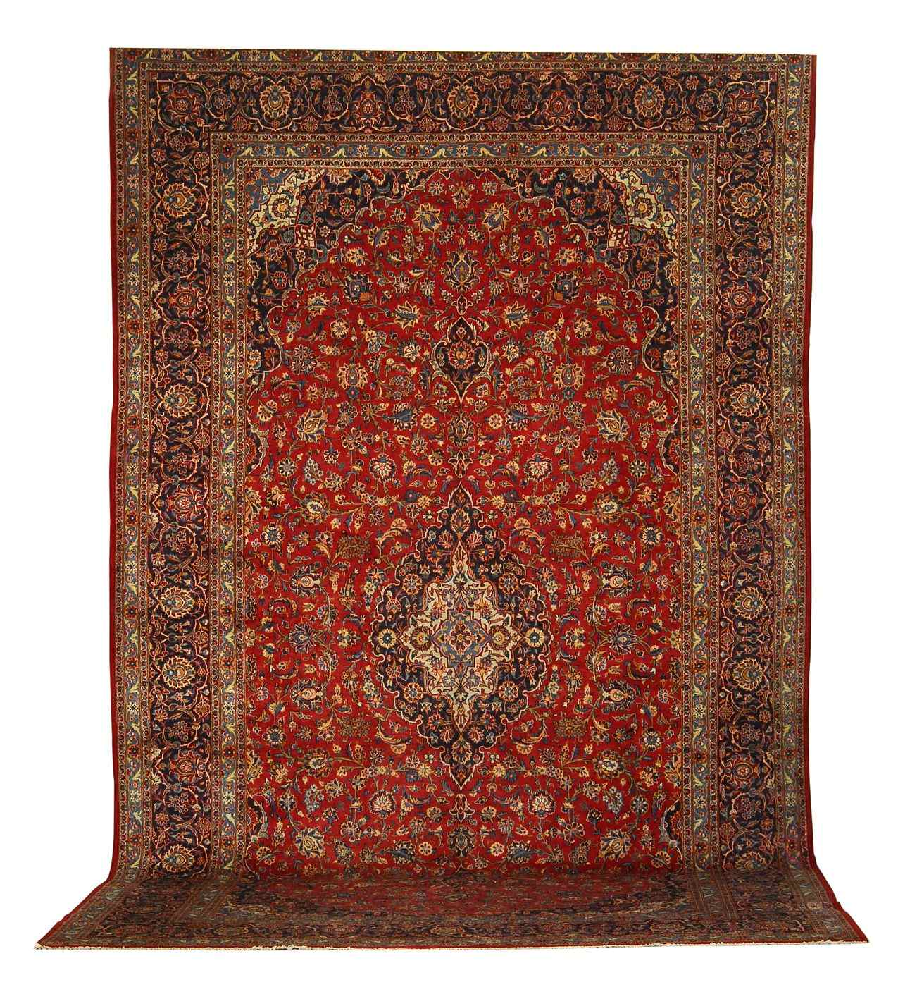 Appraisal: ORIENTAL RUG KESHAN ' x ' '' Central pendant medallion