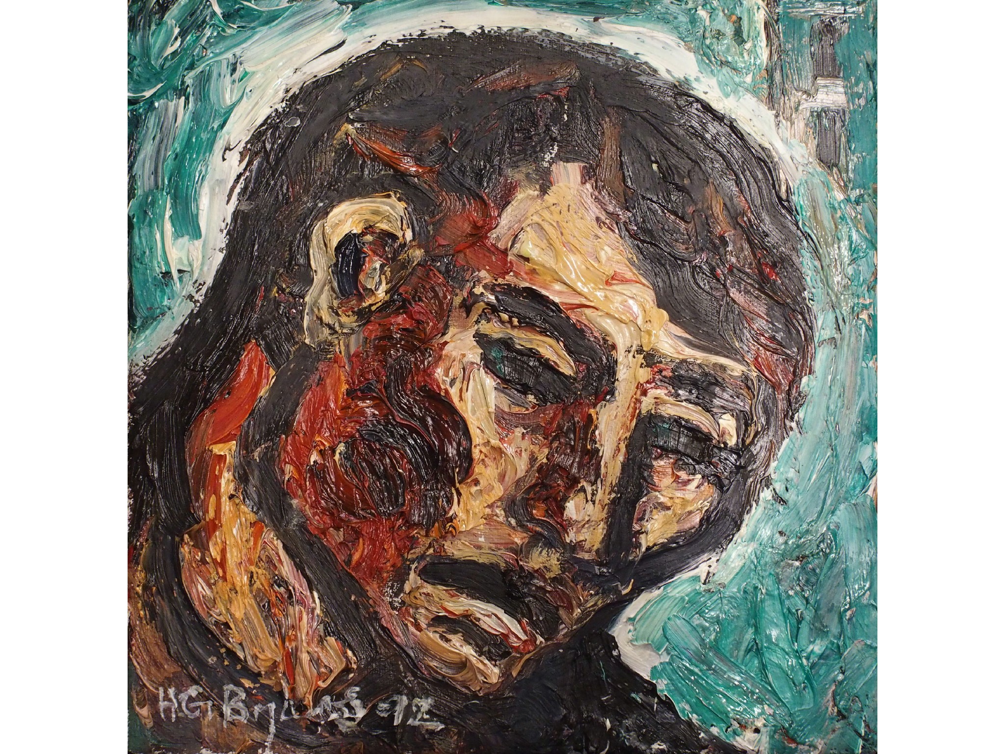 Appraisal: HUGH BYARS Scottish b HEAD Oil on canvas x cm