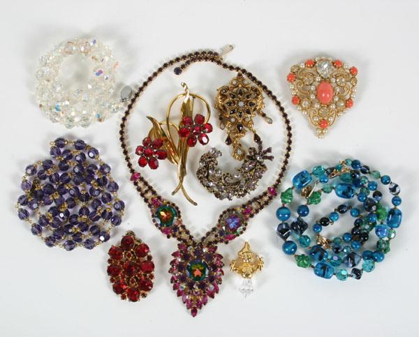 Appraisal: Costume Jewelry Florenza Schreiner Hollycraft Brooch Assortment of vintage pieces