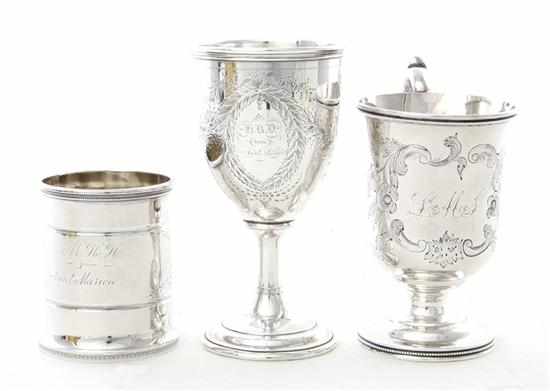 Appraisal: American silver cups and goblet th century comprising Gale Hayden