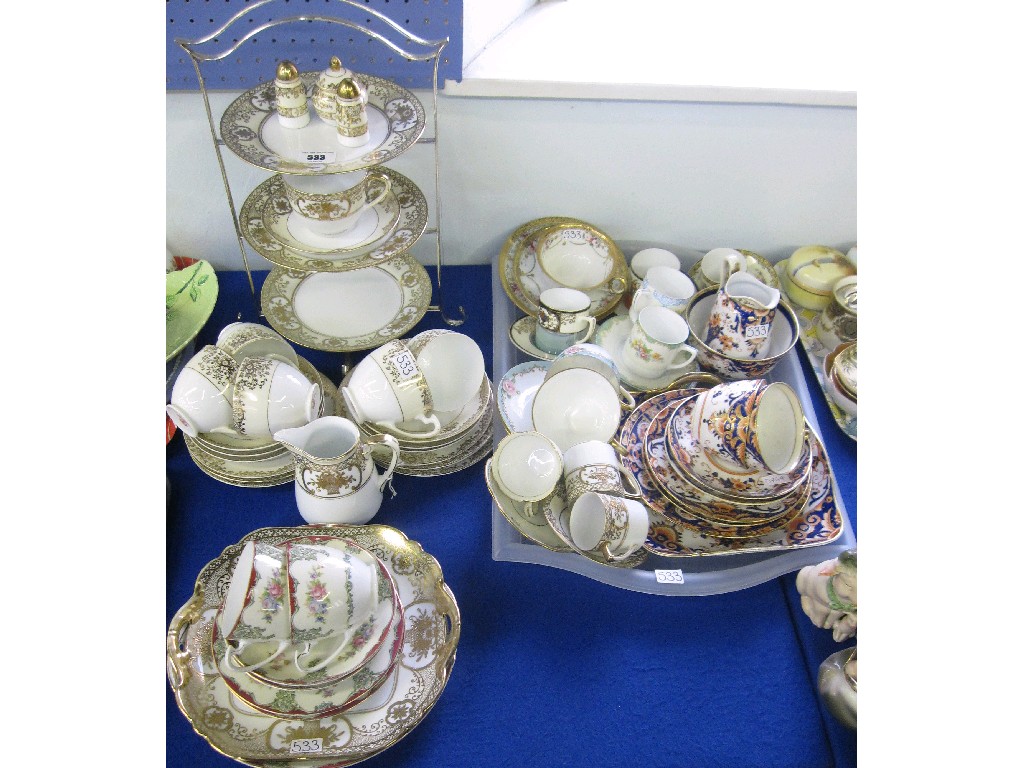 Appraisal: Lot comprising Noritake gilt tea set cakestand and a tray