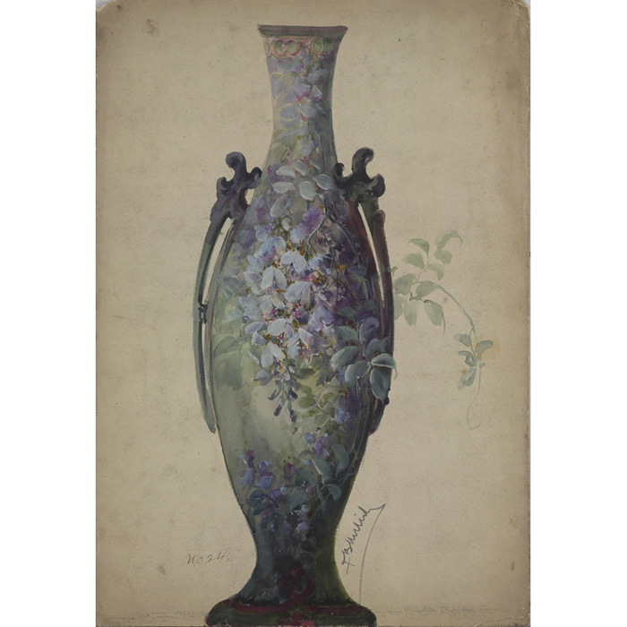 Appraisal: Franz Aulich American th Century No Study for Porcelain Vase