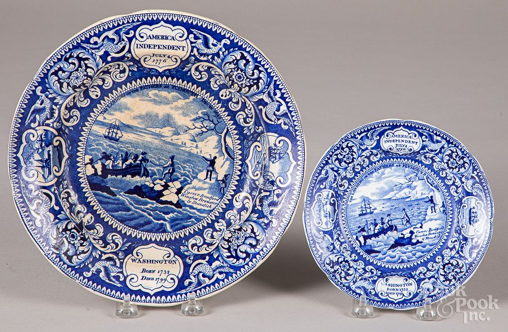 Appraisal: Two Historical Blue Staffordshire plates Two Historical Blue Staffordshire Landing