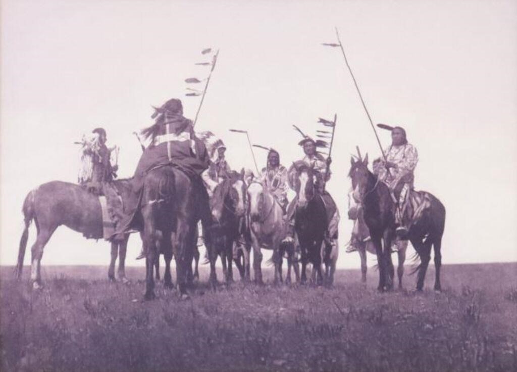 Appraisal: Framed print on paper Atsina Warriors after Edward Sheriff Curtis