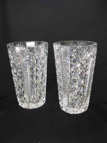 Appraisal: Pair of Waterford Cut Crystal Vases diamond step cut fan