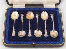 Appraisal: A set of six late Victorian silver teaspoons in fitted