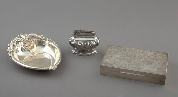 Appraisal: A group of smoking articles and small sterling table articles