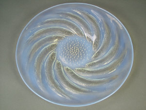 Appraisal: R Lalique 'Poissons' NO an opalescent plate post war the