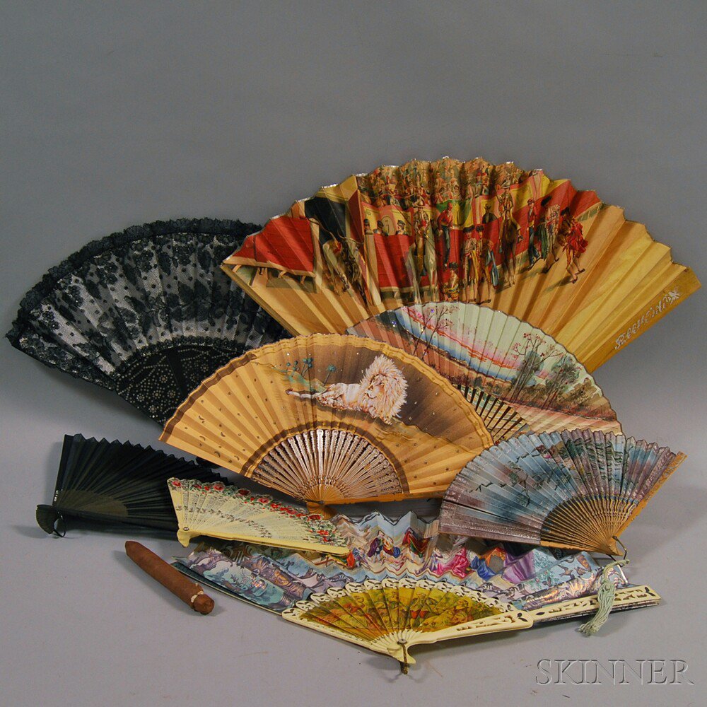 Appraisal: Eight Assorted Boxed Fans loss lg to in Estimate -