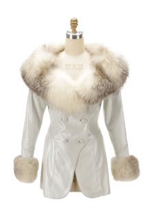 Appraisal: Jitrois White Leather Coyote Fur Coat Jitrois French founded circa