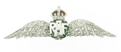 Appraisal: A Royal Air Force brooch The wings set with rose