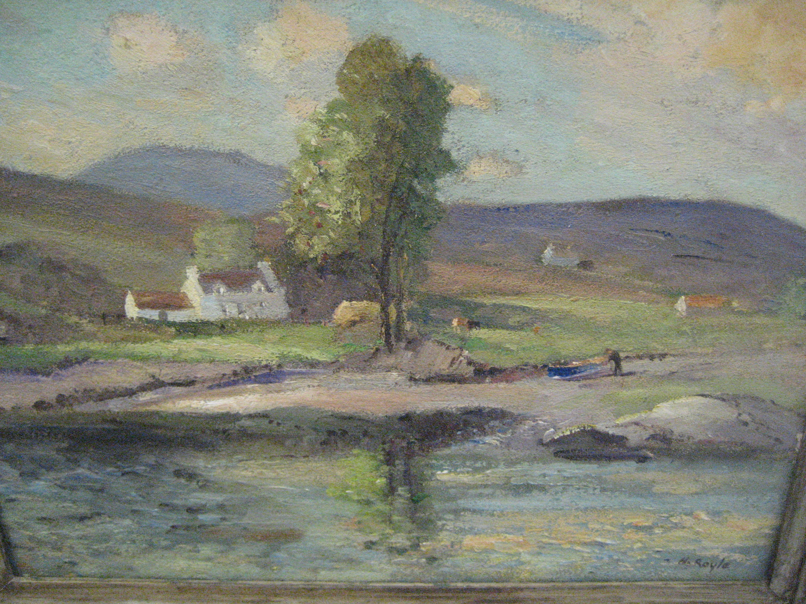 Appraisal: HERBERT F ROYLE - Highland Scene with Crofters Cottage oil