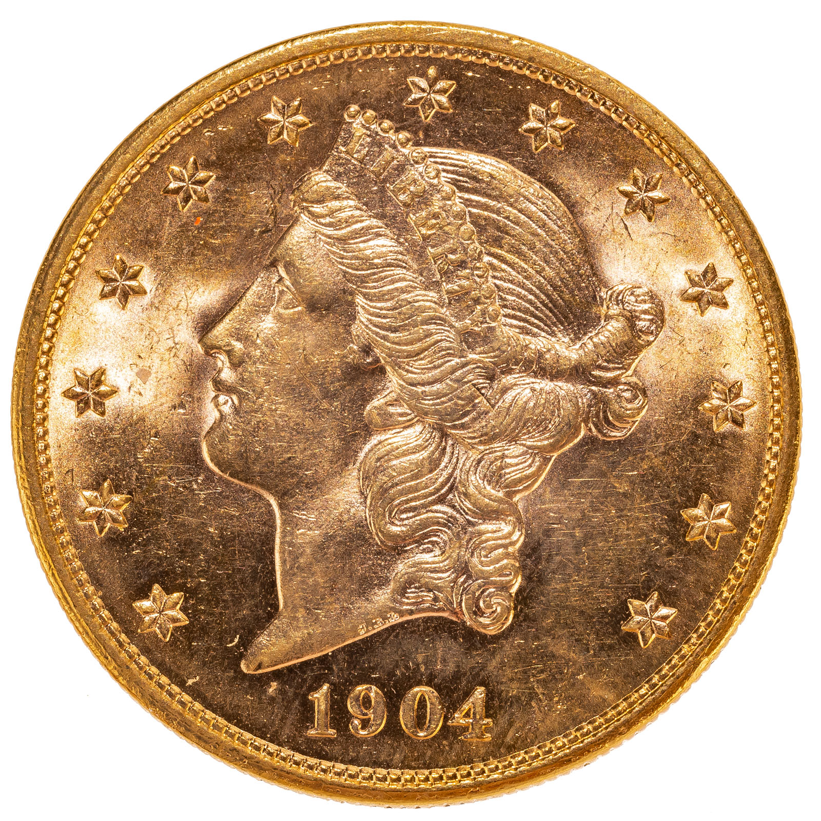 Appraisal: LIBERTY DOUBLE EAGLE MS Super attractive coin with mostly undisturbed