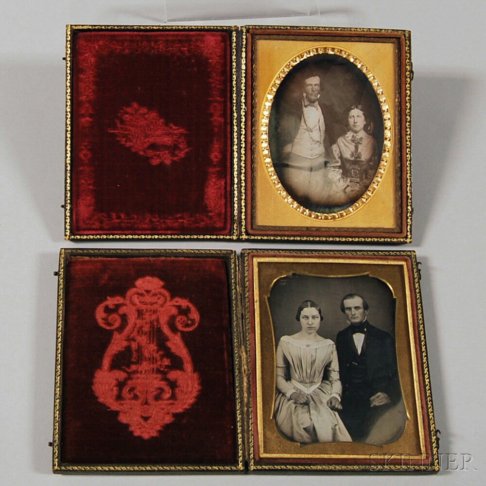 Appraisal: Two Quarter-plate Daguerreotype Husband and Wife Portraits one depicting a