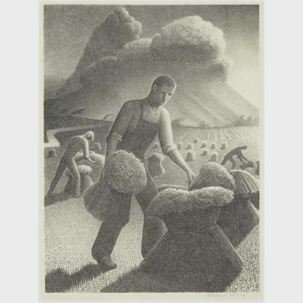 Appraisal: Grant Wood - APPROACHING STORM COLE American Lithograph signed in