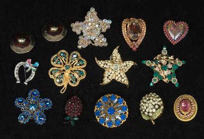 Appraisal: Group of assorted rhinestone brooches s