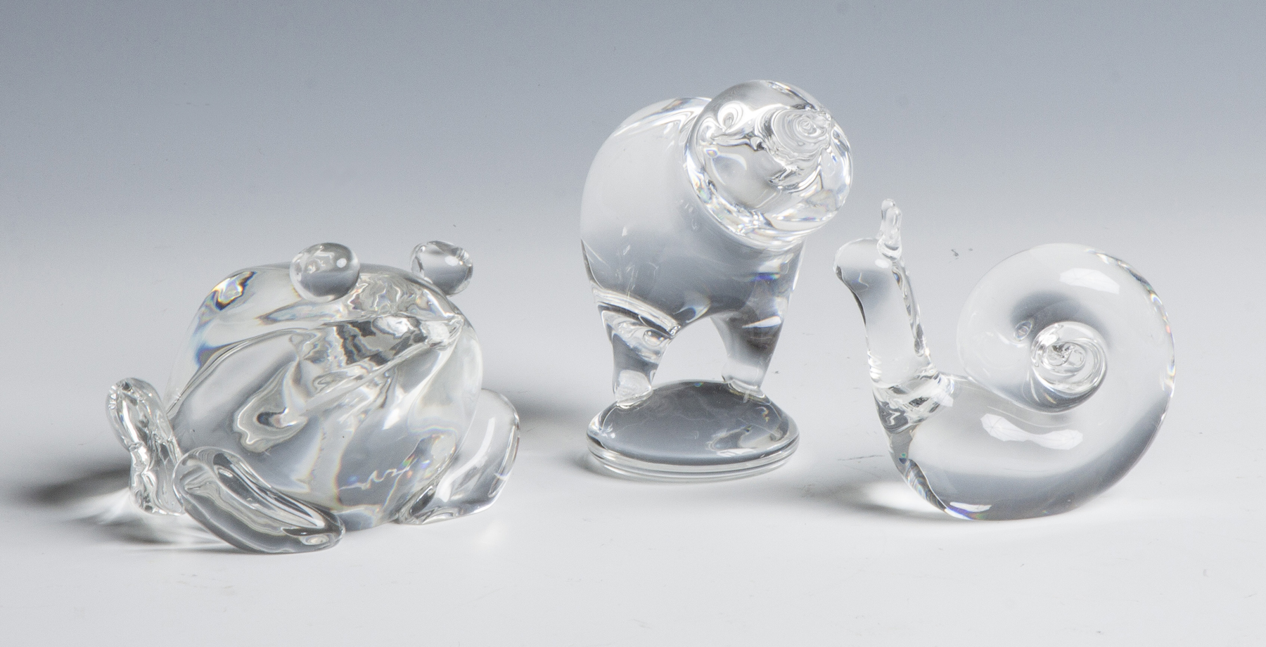 Appraisal: Steuben Crystal Frog Chick Snail All sgn Steuben