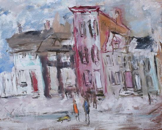 Appraisal: EDWARD ROSENFELD American - BALTIMORE STREET SCENE oil on masonite