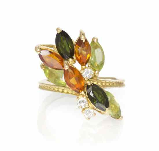 Appraisal: An Karat Yellow Gold Peridot Citrine Green Tourmaline and Diamond