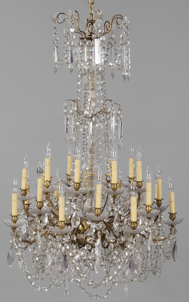 Appraisal: Bronze and Crystal -Light Chandelier probably French th century scrolled