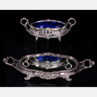 Appraisal: A Silver Plated Mirrored Center Piece th Century A Silver