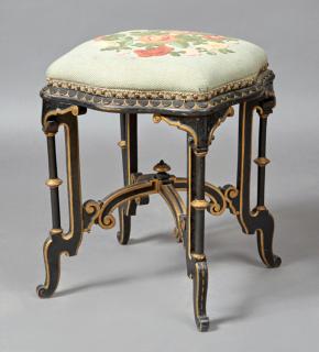 Appraisal: American Aesthetic Parcel Gilt Lacquered Stool la American Aesthetic Parcel