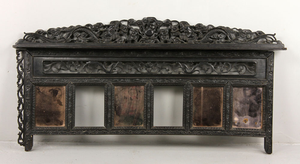 Appraisal: - Chinese Zitan Wood Shelf Chinese shelf with mirrors zitan