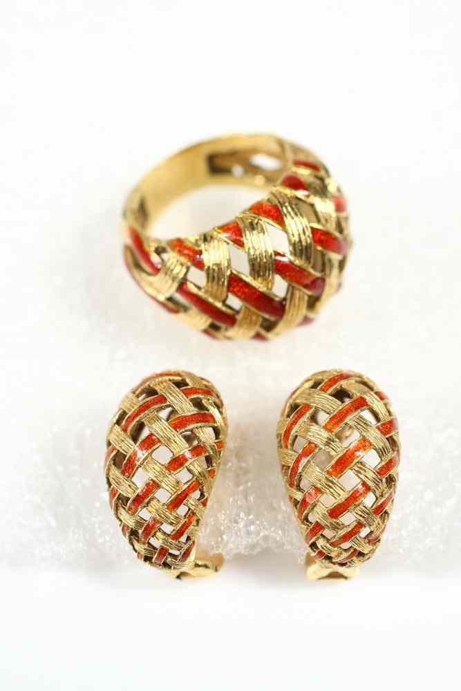 Appraisal: JEWELRY SET - One K yellow gold ring with domed