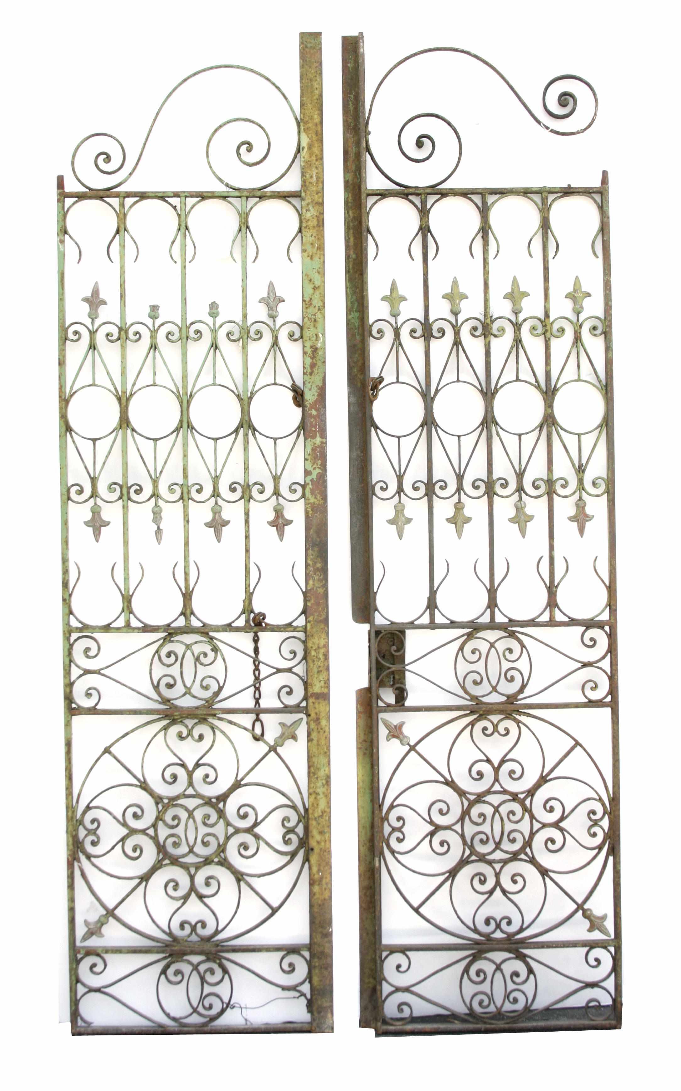 Appraisal: A pair of paint decorated iron garden gates height in