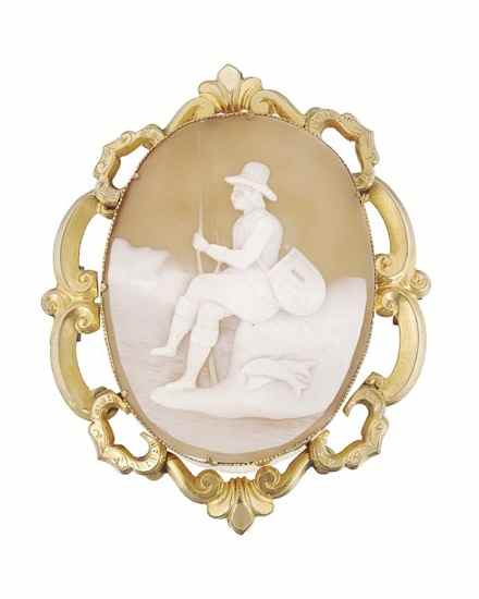 Appraisal: A late th century gold and shell cameo the cameo