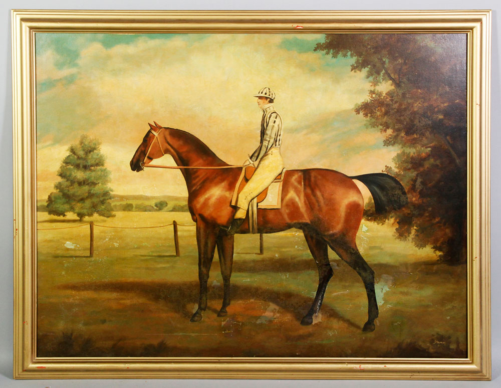 Appraisal: - Polo Player O C Polo player on horseback oil