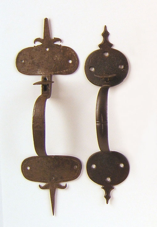 Appraisal: Two ornate New England thumb latches one with oval plates