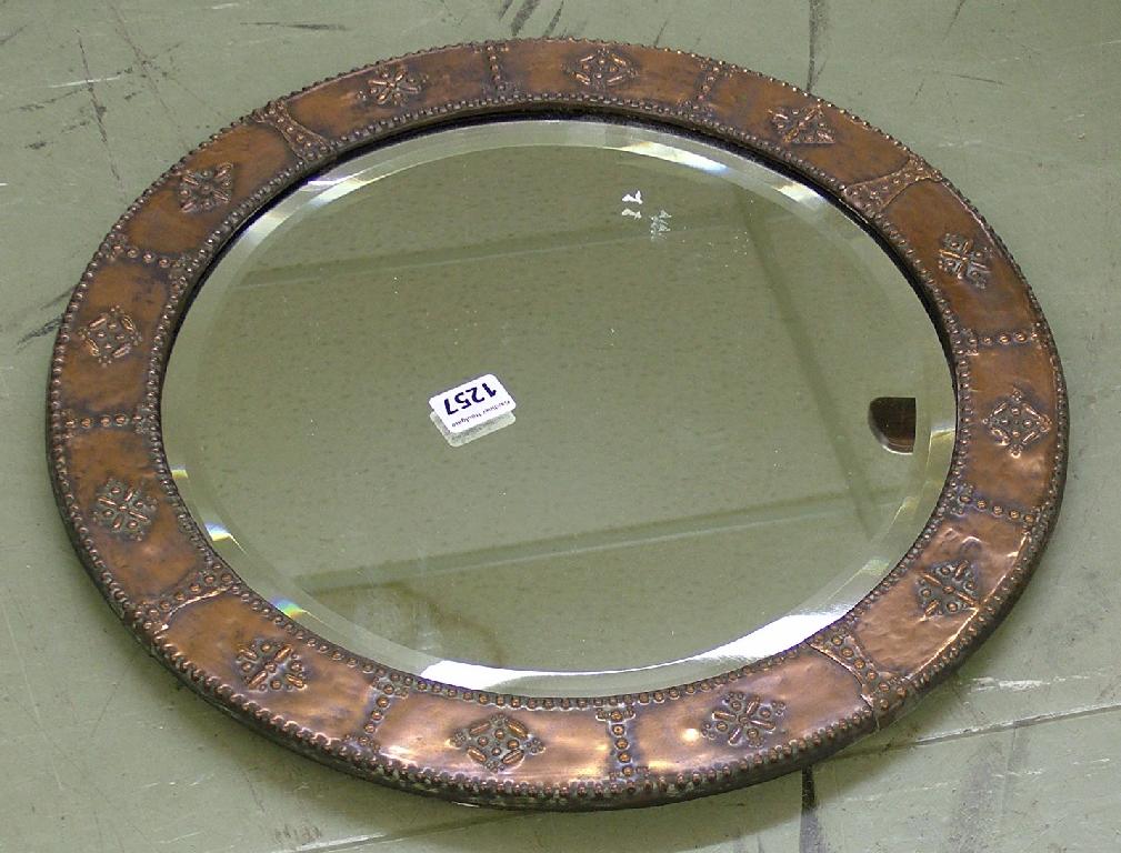 Appraisal: Arts Crafts circular copper wall mirror with a bevelled plate