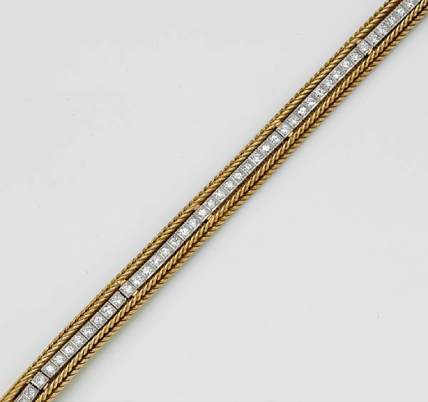 Appraisal: A diamond bracelet France French assay mark estimated total diamond