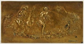 Appraisal: French Gilt Bronze Mythological Plaque of Nymphs FRANCE EARLY TH