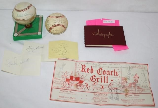 Appraisal: LOT OF TWO SIGNED BASEBALLS AN AUTOGRAPH BOOK AND SOME