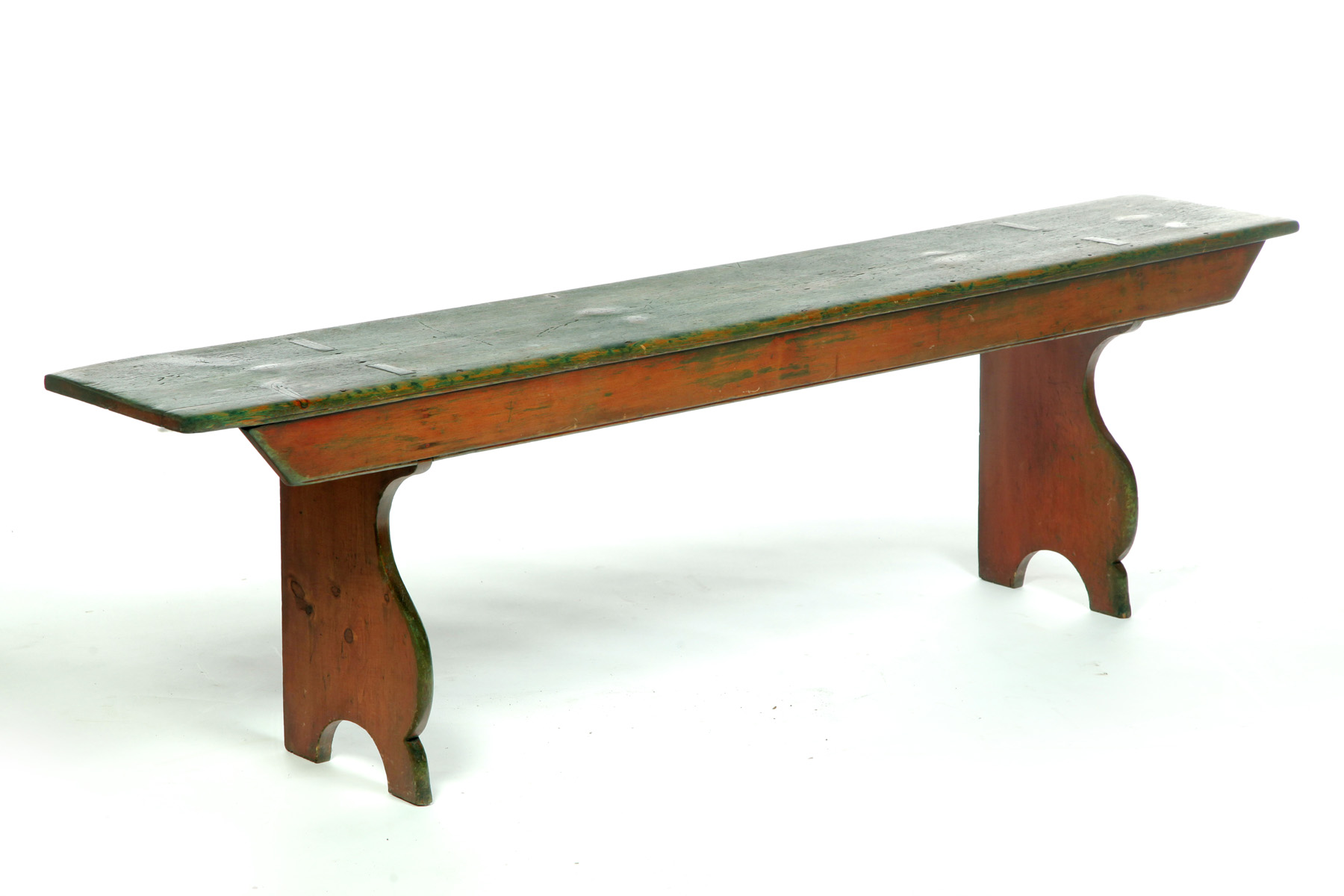 Appraisal: AMERICAN PAINTED BENCH First half- th century pine Single board