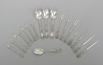 Appraisal: A Lot of Demitasse Silver Spoons and Picks Containing four