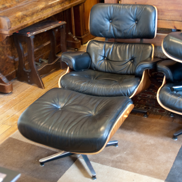 Appraisal: EAMES STYLE CHAIR WITH OTTOMAN